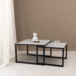 Stalux Salontafelset - Set Lisa - Duurzaam ontwerp - Moderne uitstraling - Eenvoudige montage - Beton - 65 cm