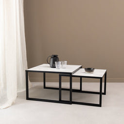 Stalux Salontafelset - Set Lisa - Luxe Design - Duurzaam Materiaal - Eenvoudige Montage - Wit Marmer - 65 cm