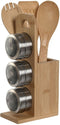 Standaard voor keukengerei Home ESPRIT Bamboe Roestvrij staal 8 x 13 x 27 cm 6 Onderdelen