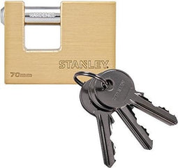 Stanley 81091 371 401 Hangslot 70 mm Messing, Staal Sleutelslot