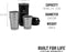 Stanley Adventure Nesting Shot Glass Set 0,59ML | Matte Black Pebble | BPA-Vrije shotglazen | Roestvrijstalen borrelglazen | Makkelijk opstapelen en opbergen | Vaatwasserbestendig