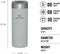 Stanley Aerolight Transit Mug 0,47L | Fog Metallic | Lekvrij | Vacuüm geïsoleerde thee & koffie reismok | Roestvrijstalen thermosbeker houdt 6 uur warm | BPA-Vrij | Vaatwasserbestendig