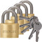 Stanley Hangslot Set met Sleutel - 4 Stuks - 50 MM - Massief Messing Sloten