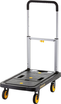 Stanley Opvouwbare Platformwagen PC517 - Max. 120KG - Aluminium - 68 x 41 x 92 CM - Anti-Slip Platform - Zwart/Geel