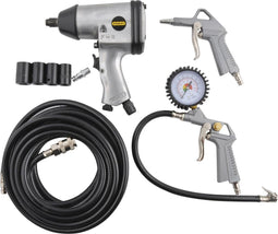 Stanley pneumatische luchtset - slagmoersleutel slang blaaspistool bandenpistool 8-delig