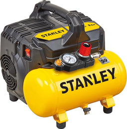 Stanley Silent Compressor DST 100/8/6 - Luchtcompressor 8Bar - Luchtpomp met Tankcapaciteit 6L - Zuigcompressor Olievrij 105L/Min - Met Handvat en Anti-Slip Voeten - Geschikt voor Luchtgereedschap