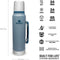 Stanley The Legendary Classic Bottle 1,00L - thermosfles - Hammertone Ice