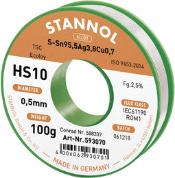 Stannol Hs10 2510 Soldeertin Loodvrij Spoel Sn95Ag4Cu1 100