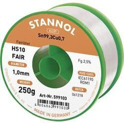 Stannol HS10-Fair Soldeertin Spoel Sn99,3Cu0,7 250 g 1 mm