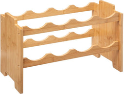 Stapelbaar bamboe flessenrek/wijnrek voor 8 flessen 46 x 24,5 x 29,5 cm - Wijnfles houder