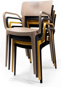 Stapelbare kantinestoel met armleggers 0102 Beige