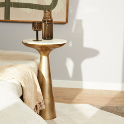 StarFurn Bijzettafel Essy Small Wit Marmer 38cm