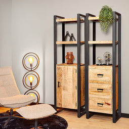 StarFurn - Boekenkast - Boekenrek - Opbergkast - Opbergrek - Kast - Boaz Naturel Mangohout 1 Deur