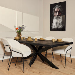 StarFurn Boomstamtafel Boston Mangohout Zwart 240cm
