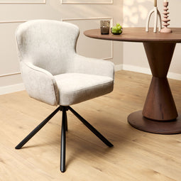StarFurn Eetkamerstoel Hanna Beige met Armleuning - Set van 2