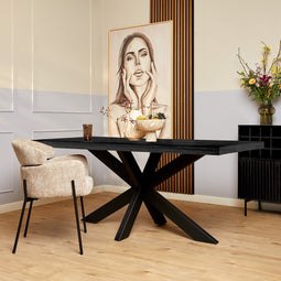 StarFurn Eetkamertafel Denver Zwart Rechthoek 160cm