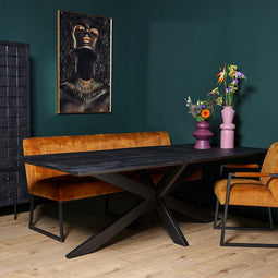 StarFurn Eetkamertafel New York Mangohout Zwart Rechthoek 160cm