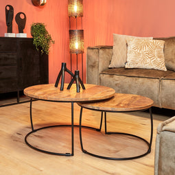 StarFurn Salontafel Coco Naturel Set van 2 Rond