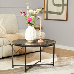 StarFurn Salontafel Mex Zwart Marmer 75cm