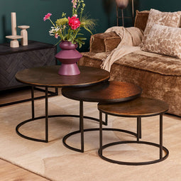 StarFurn Salontafel Set van 3 Xaro Rond Goud