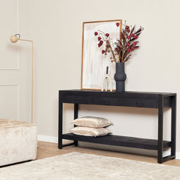 StarFurn Sidetable Boaz Zwart 150cm - mangohout - black - duurzaam