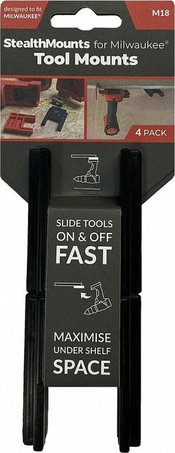 StealthMounts TM-MW18-BLK-4 Machinehouder voor Milwaukee M18 - Zwart - 4-pack