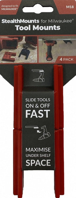 StealthMounts TM-MW18-RED-4 Machinehouder voor Milwaukee M18 - Rood - 4-pack