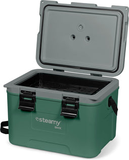 Steamy BMX 21 - Middelgrote Koelbox Speciaal voor de bouw - Inclusief verdeelwand en inlegbakje - 21 Liter - Groen