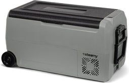 Steamy-E Dual Zone Roller Elektrische Compressor Koelbox Op Wielen - 32 liter - 12V en 230V - voor auto en camping - Grijs