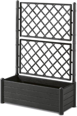 Stefanplast plantenbak 80 liter met klimrek / plantenrek - antraciet- 100x42x142 cm