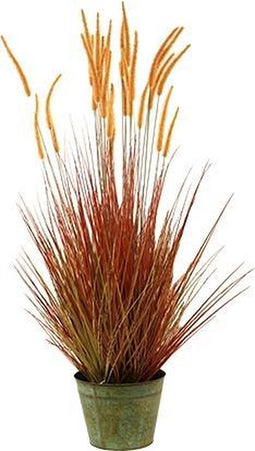 Stekelkamgras in pot 140 cm oranje-groen kunstplant