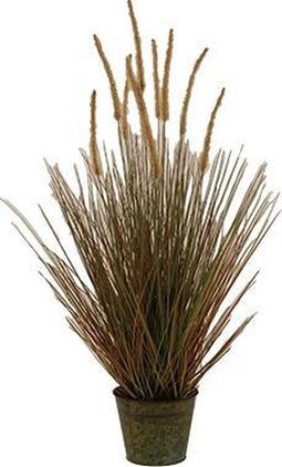Stekelkamgras in pot 90 cm bruin-groen kunstplant