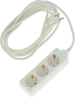 Stekkerdoos - 3-voudig wit - 3 meter - Met randaarde - Wit - 1 stuks