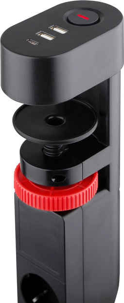 Stekkerdoos 3-voudig - zwart - 3m - voor tafelmontage - incl 3x USB (A&C)