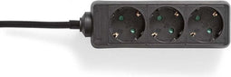 Stekkerdoos met 3 contacten / zwart - 1,4 meter