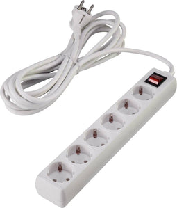 Stekkerdoos met schakelaar 6-voudig Wit Randaarde stekker Kabellengte: 2.80 m Basetech 1593797