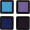 Stempelinkt, blauw, hemelsblauw, paars, violet, H: 2 cm, afm 3,5x3,5 cm, 4 stuk/ 1 doos