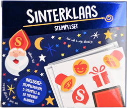 Stempelset Sinterklaas Inhoud: stempelkussen en 5 verschillende stempels. 10 velletjes papier