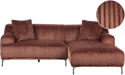 STENUM - Hoekbank 3-zits - Bruin - Linkszijdig - Corduroy