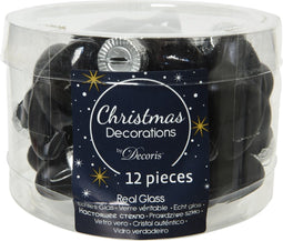 Ster glas l2b4.5h4 cm zwart 12st kerst