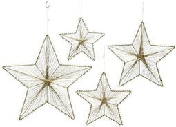 Ster ijzer metallic hang 30h0,5 cm goud