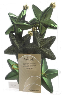 Ster plastic glans-mat-glitter 2x7.5x7.5cm Dennen groen
