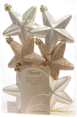Ster plastic glans-mat-glitter/7.5cm/parel