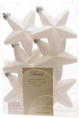 Ster plastic glans-mat-glitter/7.5cm/winterwit