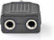 Stereo-Audioadapter - 3,5 mm Male - 2x 3,5 mm Female - Vernikkeld - Recht - ABS - Zwart - 10 Stuks - Polybag
