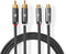 Stereo-Audiokabel - 2x RCA Male - 2x RCA Female - Verguld - 2.00 m - Rond - Grijs / Gun Metal Grijs - Cover Window Box