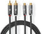Stereo-Audiokabel - 2x RCA Male - 2x RCA Female - Verguld - 2.00 m - Rond - Grijs / Gun Metal Grijs - Cover Window Box