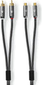 Stereo-Audiokabel - 2x RCA Male - 2x RCA Female - Verguld - 2.00 m - Rond - Grijs / Gun Metal Grijs - Cover Window Box
