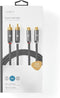 Stereo-Audiokabel - 2x RCA Male - 2x RCA Female - Verguld - 2.00 m - Rond - Grijs / Gun Metal Grijs - Cover Window Box