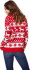Dressforfun Kersttrui - Wintertrui met sneeuwvlokken en rendieren - Rood-wit (L)